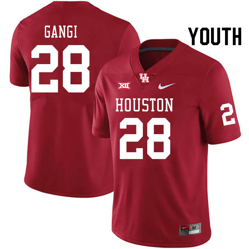 Youth #28 Anthony Gangi Houston Cougars Big 12 XII College Football Jerseys Stitched-Red